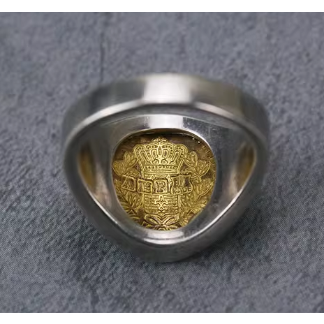 手工製作 復刻 Elizabeth Coin With Diamond Ring 戒指 銀飾 moissanite-細節圖4