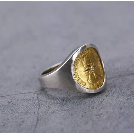 手工製作 復刻 Elizabeth Coin With Diamond Ring 戒指 銀飾 moissanite-細節圖6