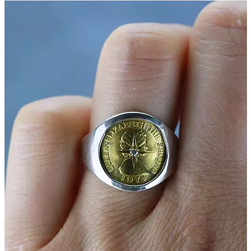 手工製作 復刻 Elizabeth Coin With Diamond Ring 戒指 銀飾 moissanite-細節圖7