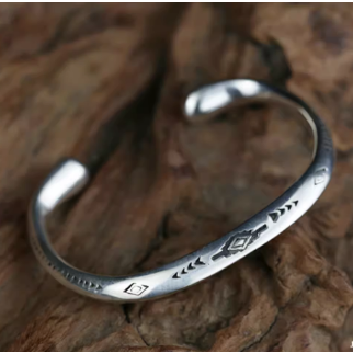 NAVAJO 930純銀手環 黃銅 紅銅 印地安壓紋 手工雕刻 VINTAGE-細節圖4