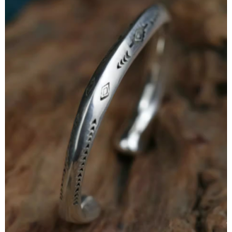 NAVAJO 930純銀手環 黃銅 紅銅 印地安壓紋 手工雕刻 VINTAGE-細節圖5