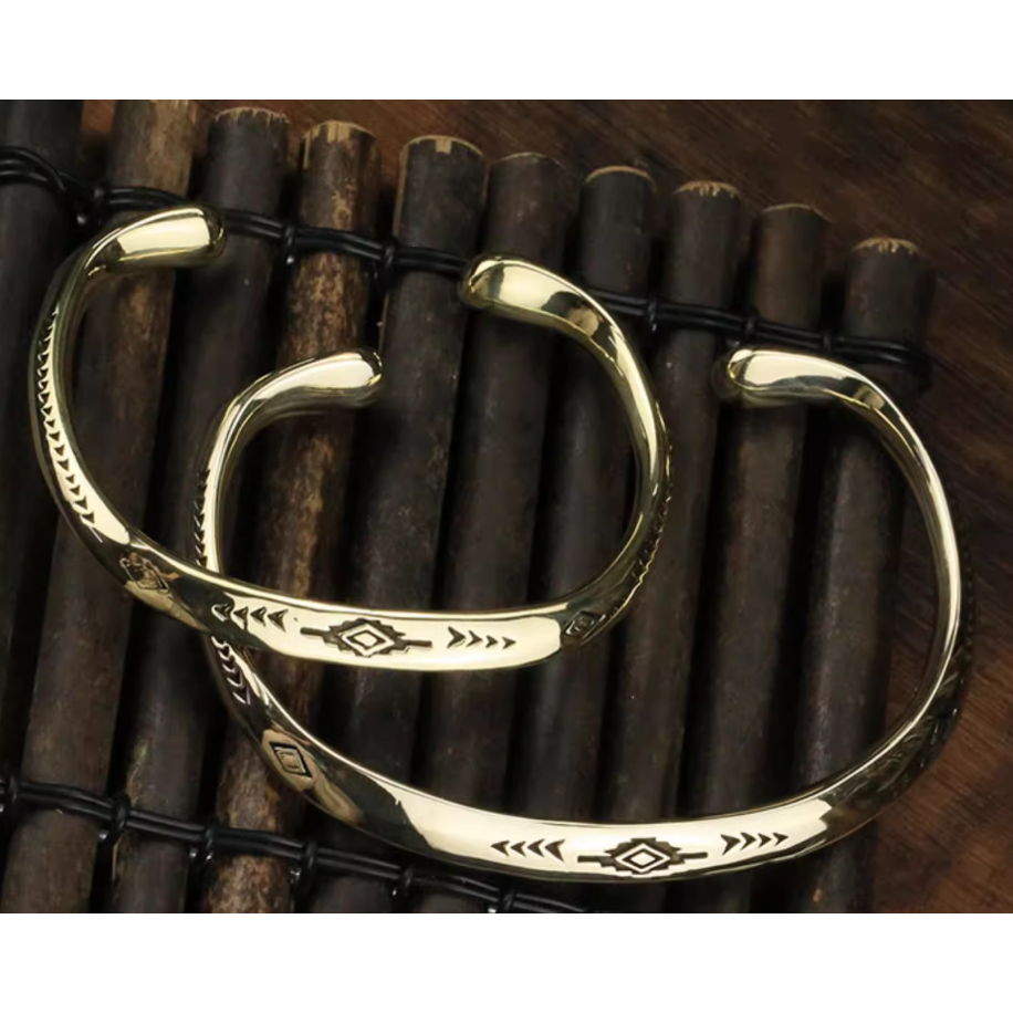 NAVAJO 930純銀手環 黃銅 紅銅 印地安壓紋 手工雕刻 VINTAGE-細節圖8
