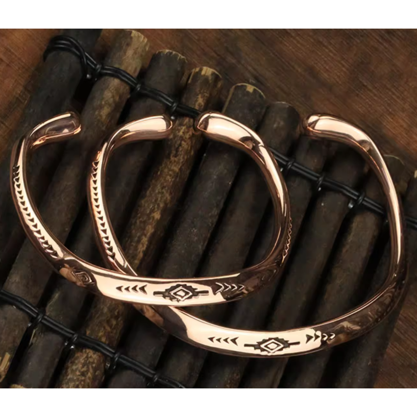 NAVAJO 930純銀手環 黃銅 紅銅 印地安壓紋 手工雕刻 VINTAGE-細節圖9