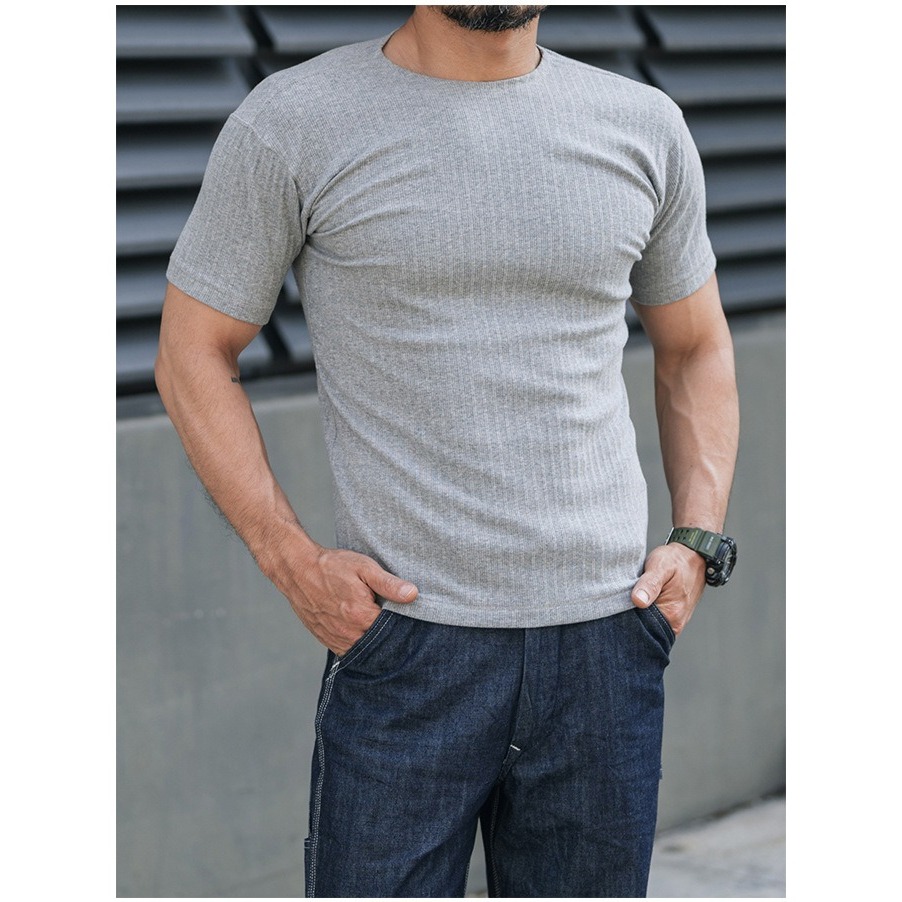 法系 Ribbed Knit 高定螺紋修身素面打底T-SHIRT針織-細節圖4