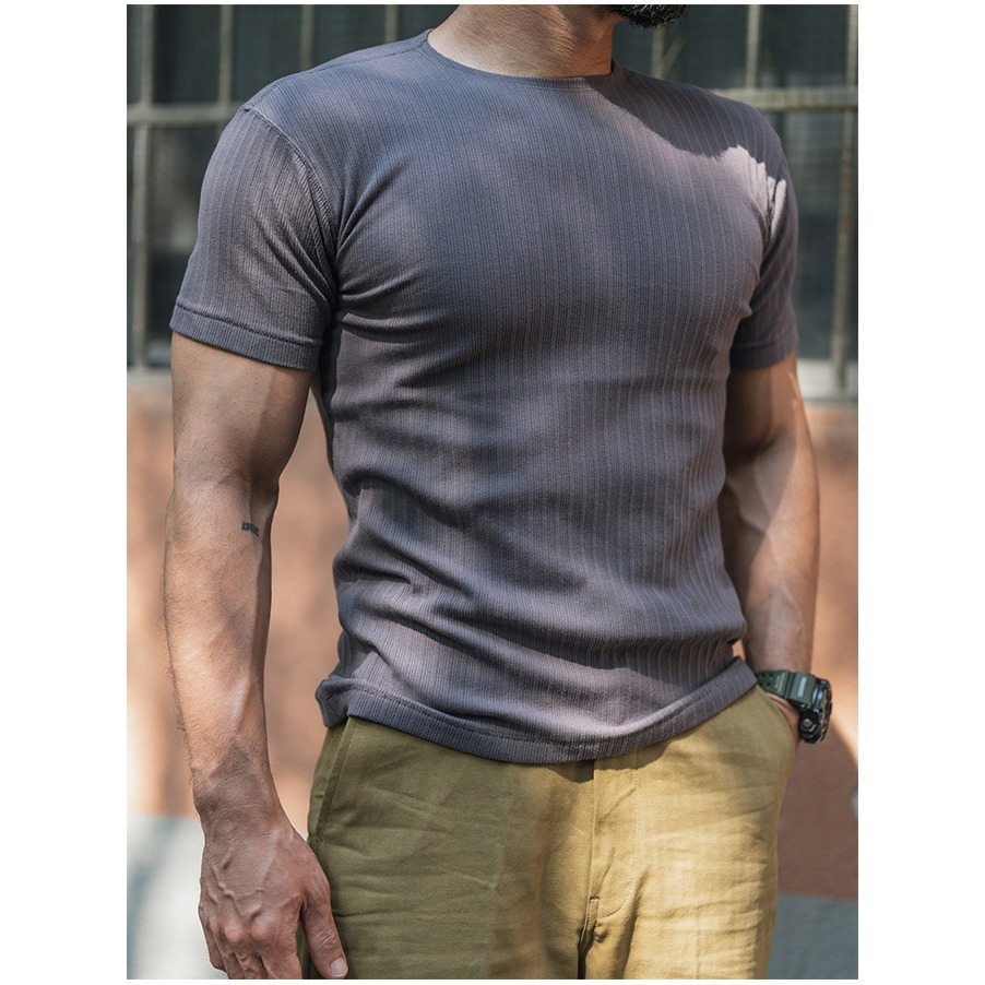 法系 Ribbed Knit 高定螺紋修身素面打底T-SHIRT針織-細節圖5