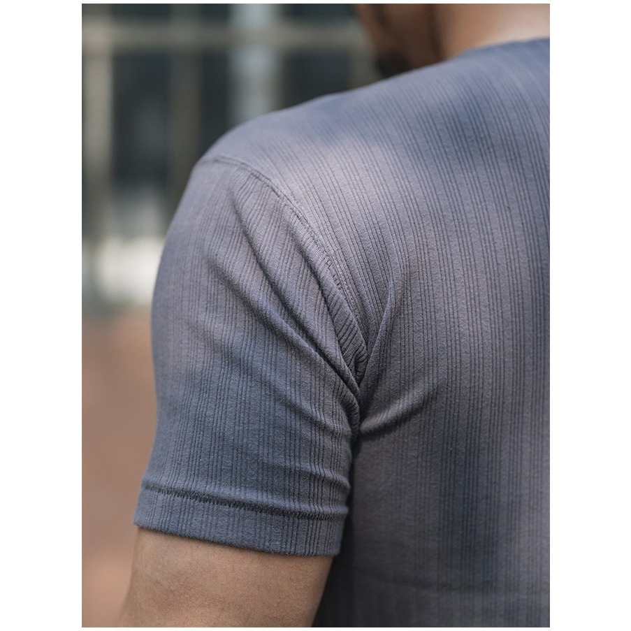法系 Ribbed Knit 高定螺紋修身素面打底T-SHIRT針織-細節圖6