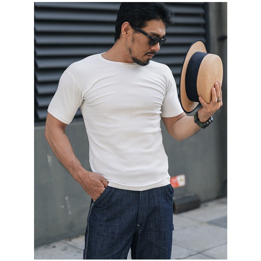 法系 Ribbed Knit 高定螺紋修身素面打底T-SHIRT針織-細節圖8