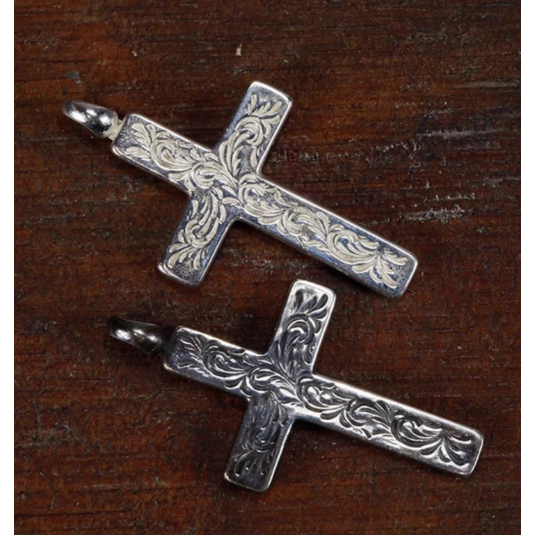 純銀雕花十字架 做舊 925-細節圖2