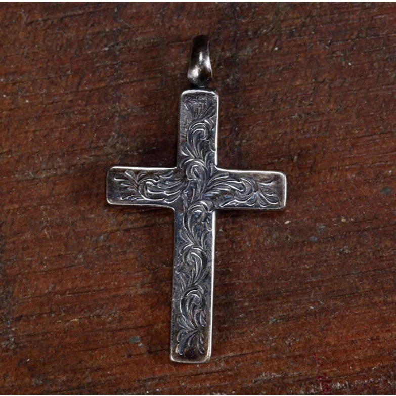 純銀雕花十字架 做舊 925-細節圖8