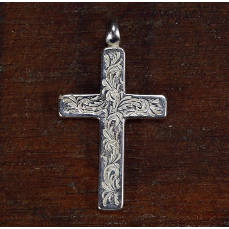 純銀雕花十字架 做舊 925-細節圖9