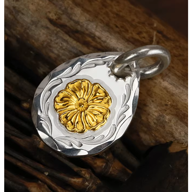 銀餅 點金 18K 22K 純銀 925 印花敲邊小吊墜-細節圖2