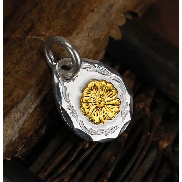 銀餅 點金 18K 22K 純銀 925 印花敲邊小吊墜-細節圖8