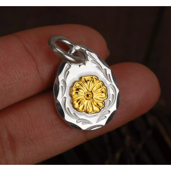 銀餅 點金 18K 22K 純銀 925 印花敲邊小吊墜-細節圖9