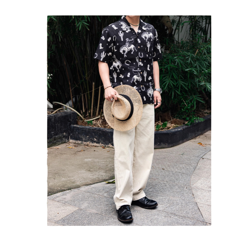 EL CAPITAL古巴領 夏威夷襯衫 星際牛仔 短袖美式復古襯衫-細節圖4