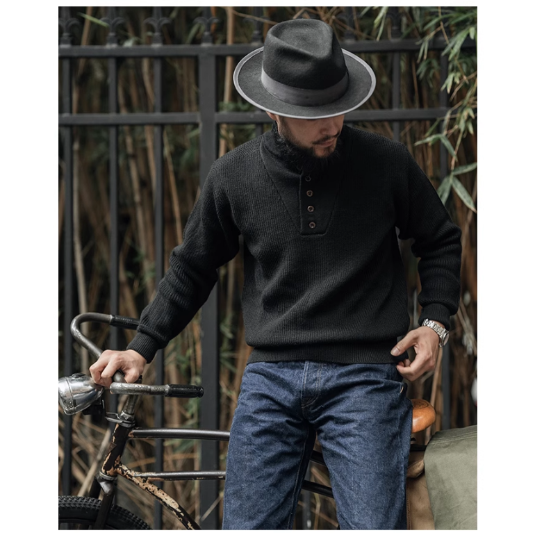 BRONSON HIGH NECK SWEATER  經典海軍高領羊毛混紡毛衣-細節圖6