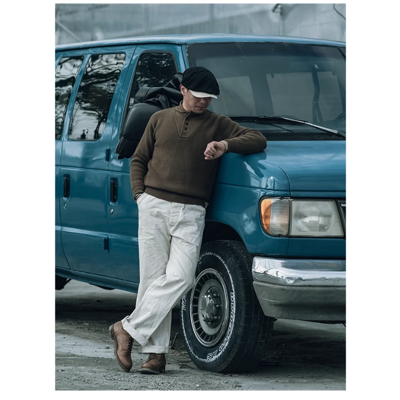 BRONSON HIGH NECK SWEATER  經典海軍高領羊毛混紡毛衣-細節圖8