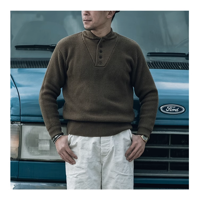 BRONSON HIGH NECK SWEATER  經典海軍高領羊毛混紡毛衣-細節圖9