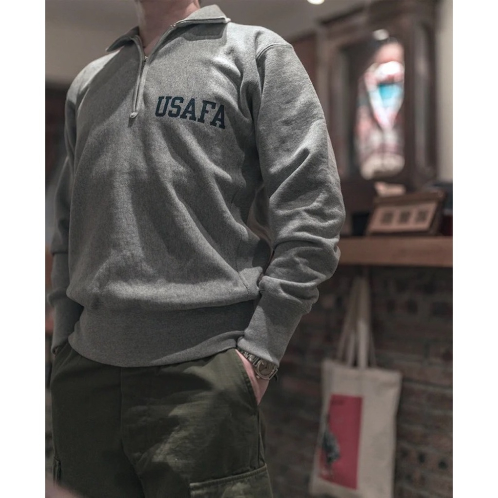 NON STOCK 復刻 1950s USAFA 反向編織半拉鍊衛衣 17.6oz Terry TALON 拉鍊-細節圖10