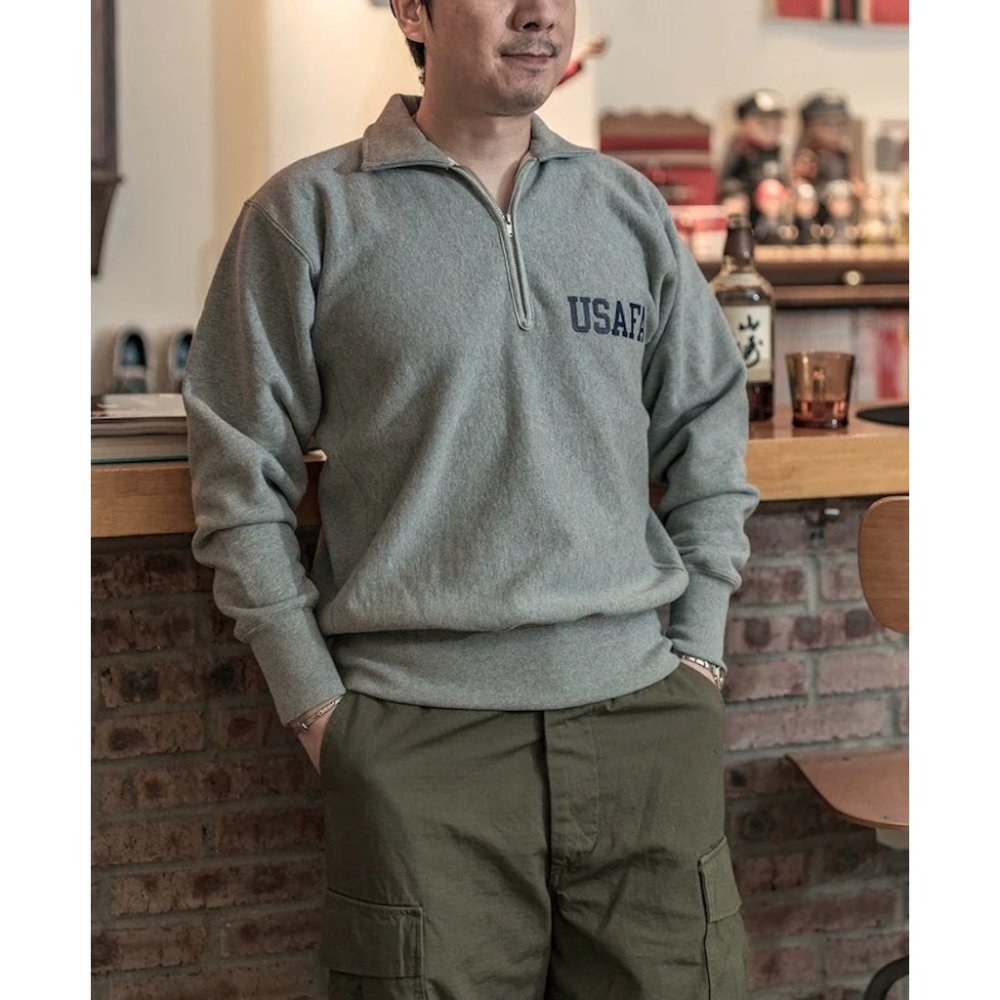 NON STOCK 復刻 1950s USAFA 反向編織半拉鍊衛衣 17.6oz Terry TALON 拉鍊-細節圖11