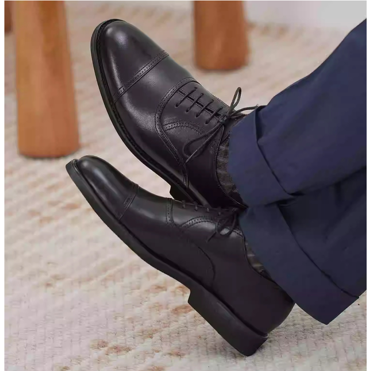 經典圓頭牛津鞋 CAP-TOE 打蠟頭層牛皮 豬皮內裡 冷凝橡膠成型大底 皮鞋 上班 紳士-細節圖2