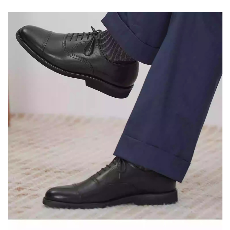 經典圓頭牛津鞋 CAP-TOE 打蠟頭層牛皮 豬皮內裡 冷凝橡膠成型大底 皮鞋 上班 紳士-細節圖3