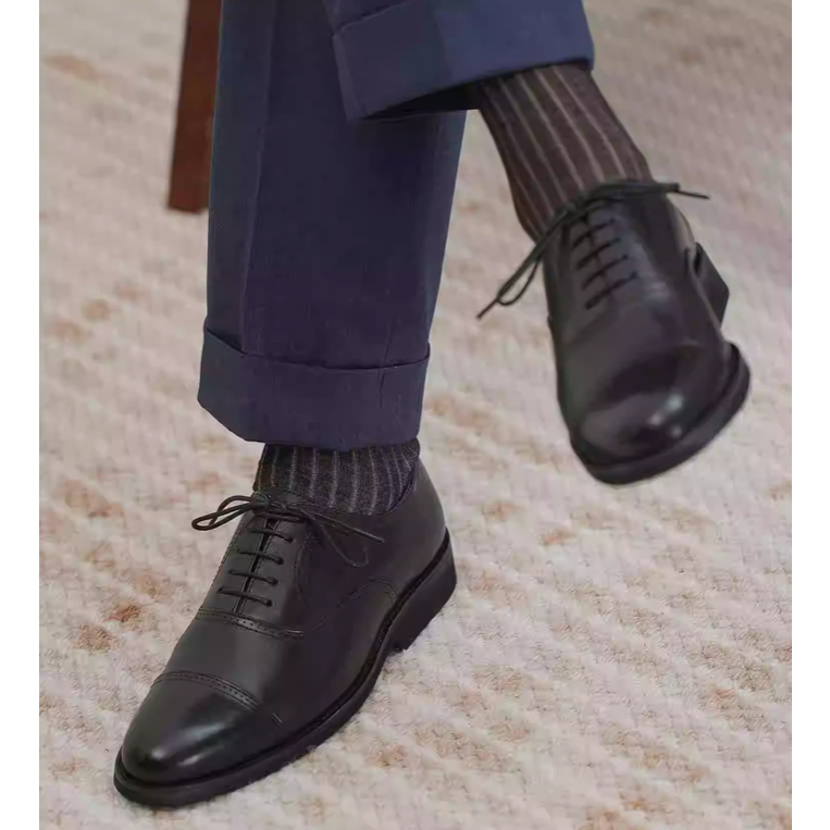 經典圓頭牛津鞋 CAP-TOE 打蠟頭層牛皮 豬皮內裡 冷凝橡膠成型大底 皮鞋 上班 紳士-細節圖4