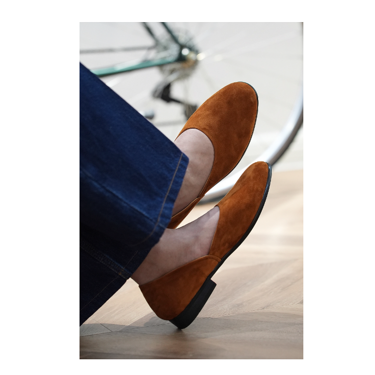  圓頭一腳蹬皮鞋 進口小牛皮鞋面 水染牛皮內裡 Blake 內縫 AMAFI SLIP ON-細節圖7