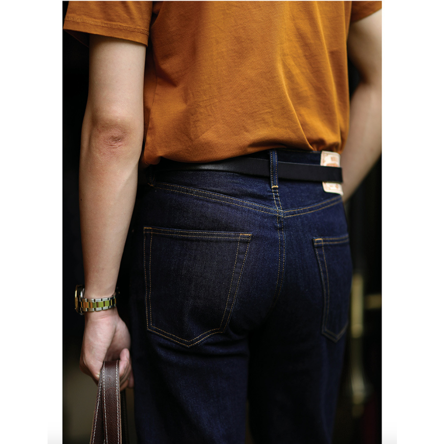 80S 經典復刻 EL CAPITAL 靛藍喇叭褲 牛仔褲 靛藍繩染 YKK 紅銅五金 中高腰 MBBCAR-細節圖3