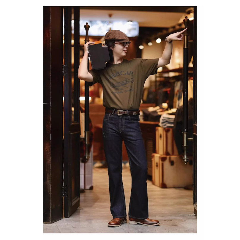 80S 經典復刻 EL CAPITAL 靛藍喇叭褲 牛仔褲 靛藍繩染 YKK 紅銅五金 中高腰 MBBCAR-細節圖9