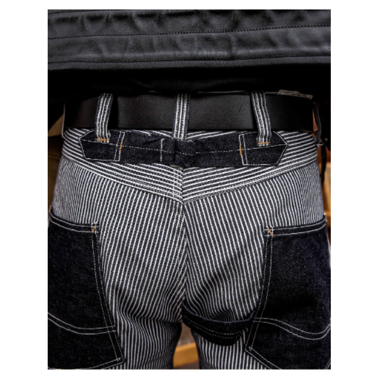 復刻 FW Derrickman work striped pants 跳色拼接條紋長褲 單寧牛仔-細節圖6