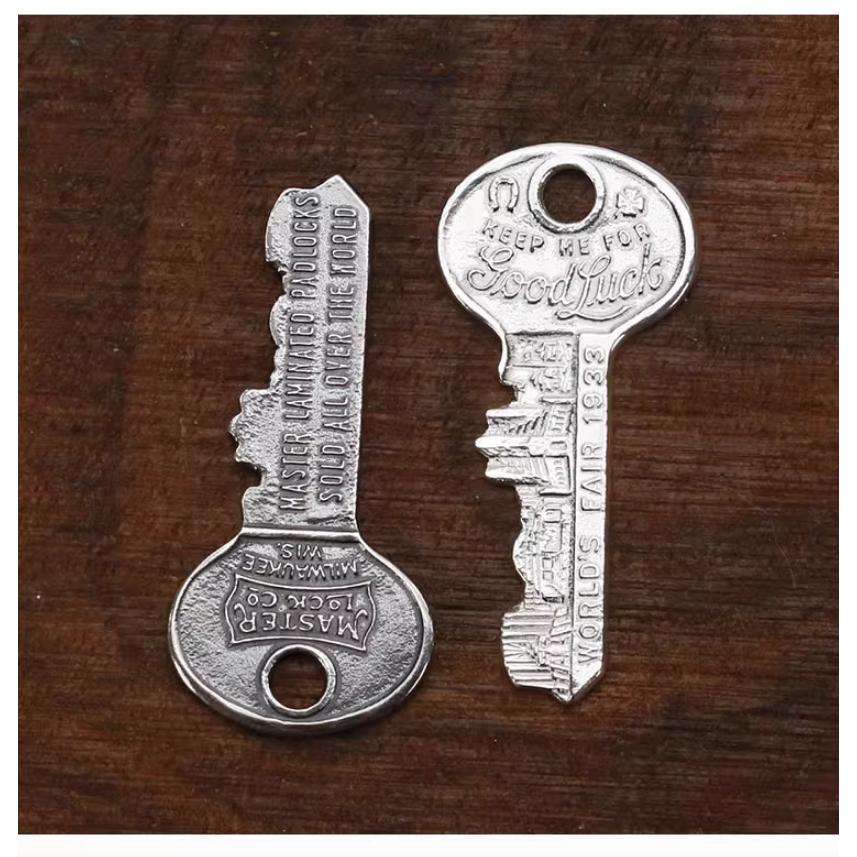 CHICAGO WORLD＇S FAIR 1933 KEEP ME FOR Good Luck 好運鑰匙 鑰匙圈925-細節圖6