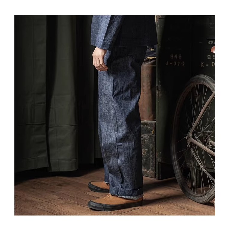 古著界的珍稀寶藏 BRONSON USN Dungaree 夾板服 海軍工作套裝 高腰 直筒 闊腿褲 原色丹寧 9.5-細節圖3