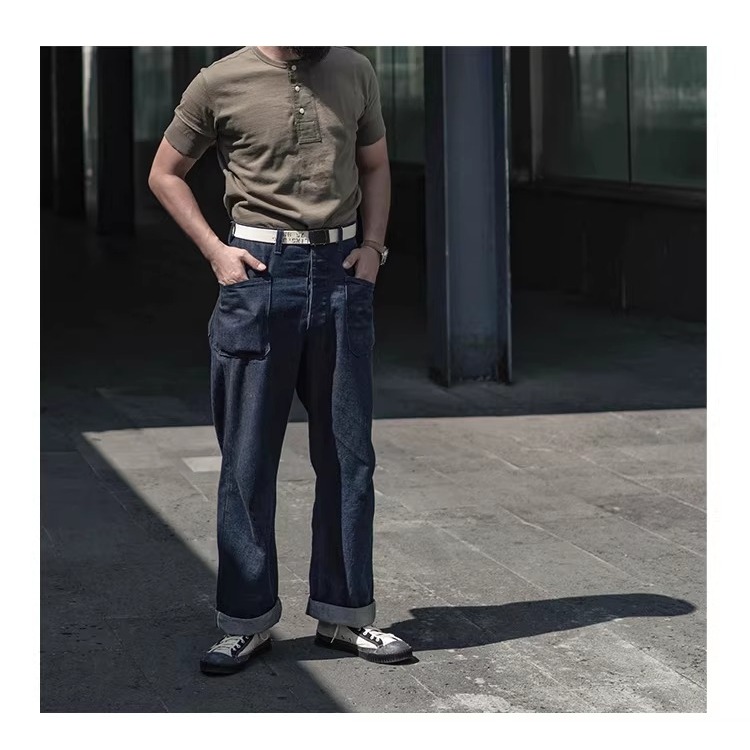 BRONSON 復刻 1917 初代 Dungaree 甲板工作褲 男士赤耳原色牛仔褲 10.5 oz-細節圖2