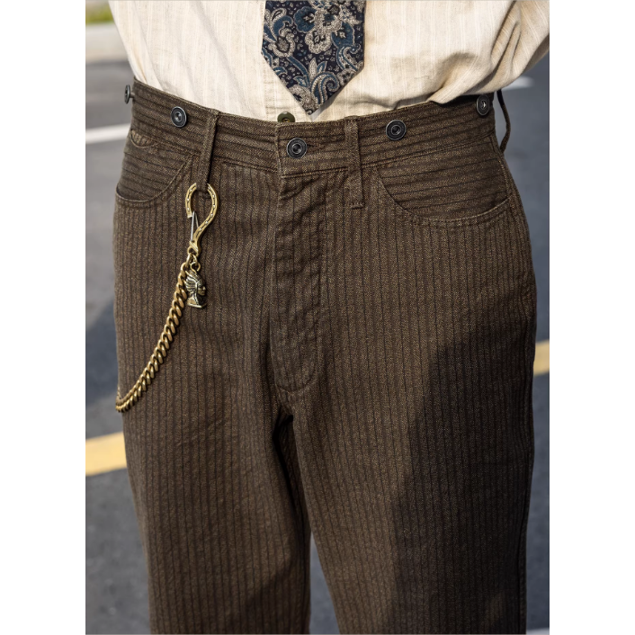 極美品 50s double 泥染胡椒鹽 工裝褲 長褲 美式工裝 紳士正裝-細節圖7