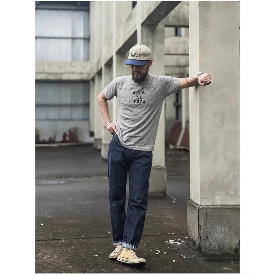 Triple A.A.A. BRONSON 竹節棉上衣 短袖 運動T-SHIRT 美式足球復古平肩 225 克-細節圖3