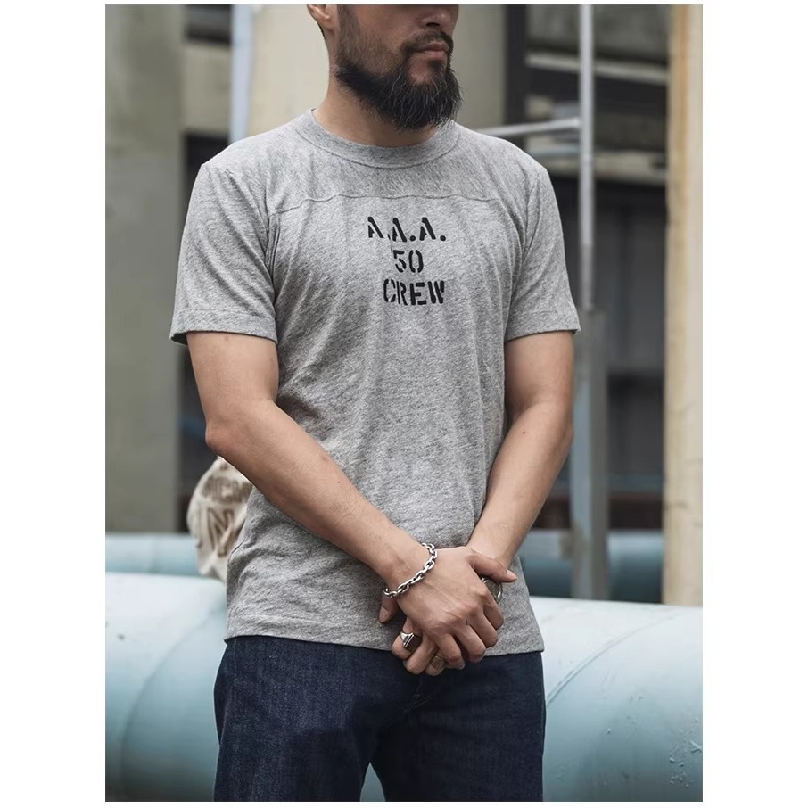 Triple A.A.A. BRONSON 竹節棉上衣 短袖 運動T-SHIRT 美式足球復古平肩 225 克-細節圖5