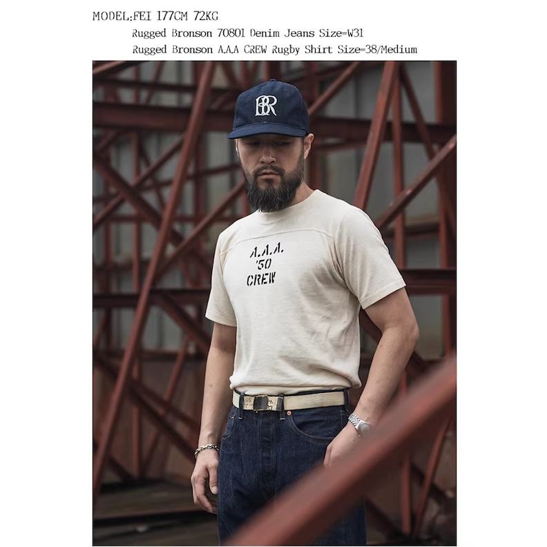 Triple A.A.A. BRONSON 竹節棉上衣 短袖 運動T-SHIRT 美式足球復古平肩 225 克-細節圖8