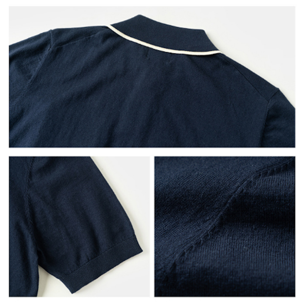 NON STOC 針織馬球衫 翻領純棉 POLO衫 短袖 口袋t-shirt 高爾夫球衫-細節圖6