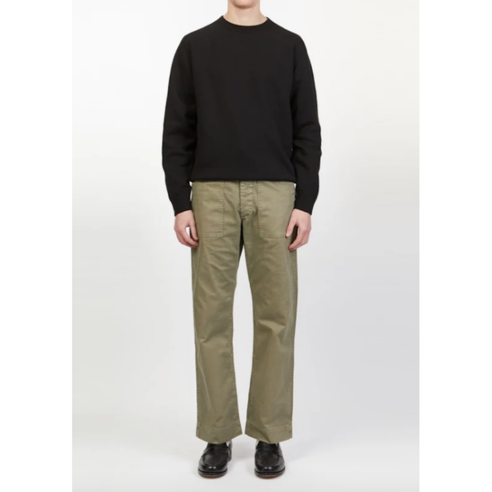 復刻1940s Army Utility Flat Pant 日本布 繩染色織魚骨紋 手工作舊錐形長褲 軍褲og107-細節圖2