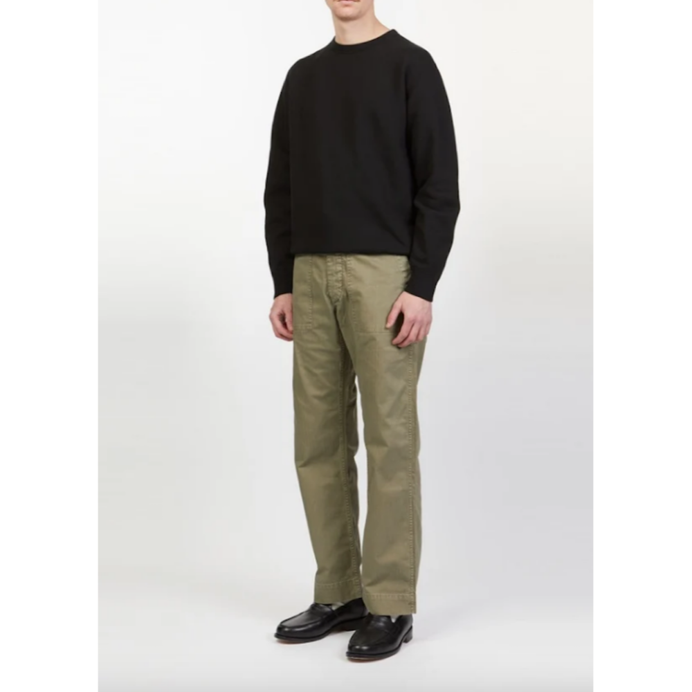 復刻1940s Army Utility Flat Pant 日本布 繩染色織魚骨紋 手工作舊錐形長褲 軍褲og107-細節圖4