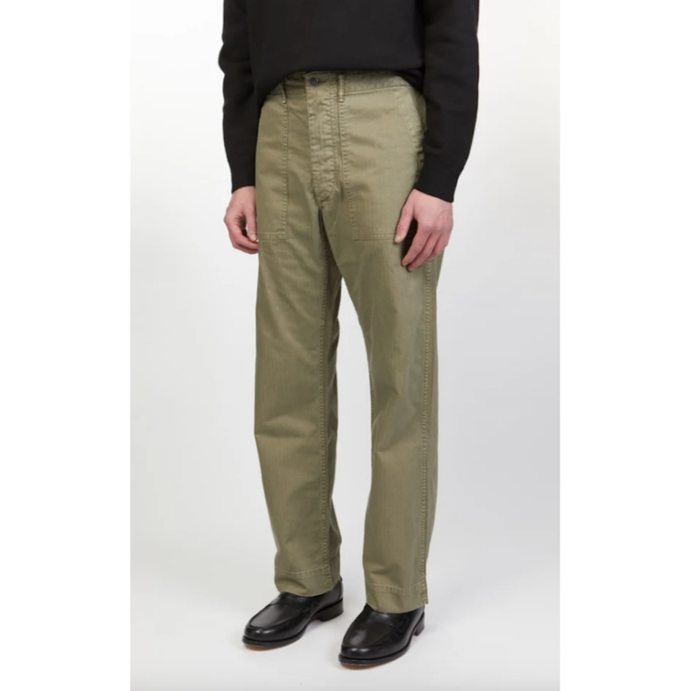 復刻1940s Army Utility Flat Pant 日本布 繩染色織魚骨紋 手工作舊錐形長褲 軍褲og107-細節圖7