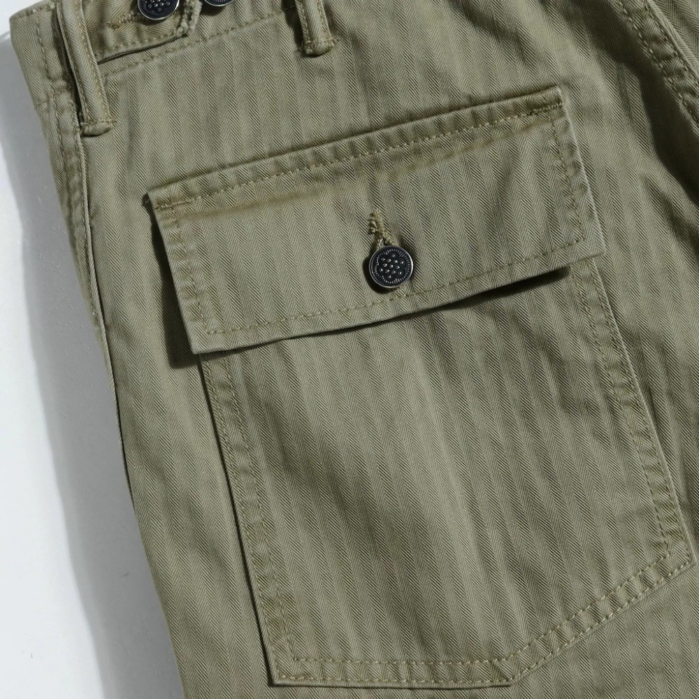 復刻1940s Army Utility Flat Pant 日本布 繩染色織魚骨紋 手工作舊錐形長褲 軍褲og107-細節圖8