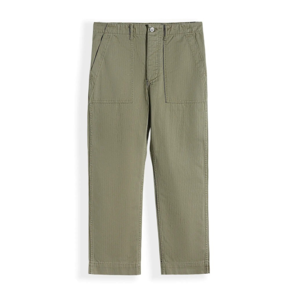 復刻1940s Army Utility Flat Pant 日本布 繩染色織魚骨紋 手工作舊錐形長褲 軍褲og107-細節圖11