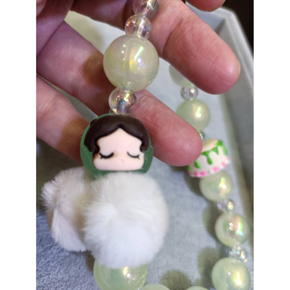 睡臉小可愛-夜光珠手機吊飾-細節圖2