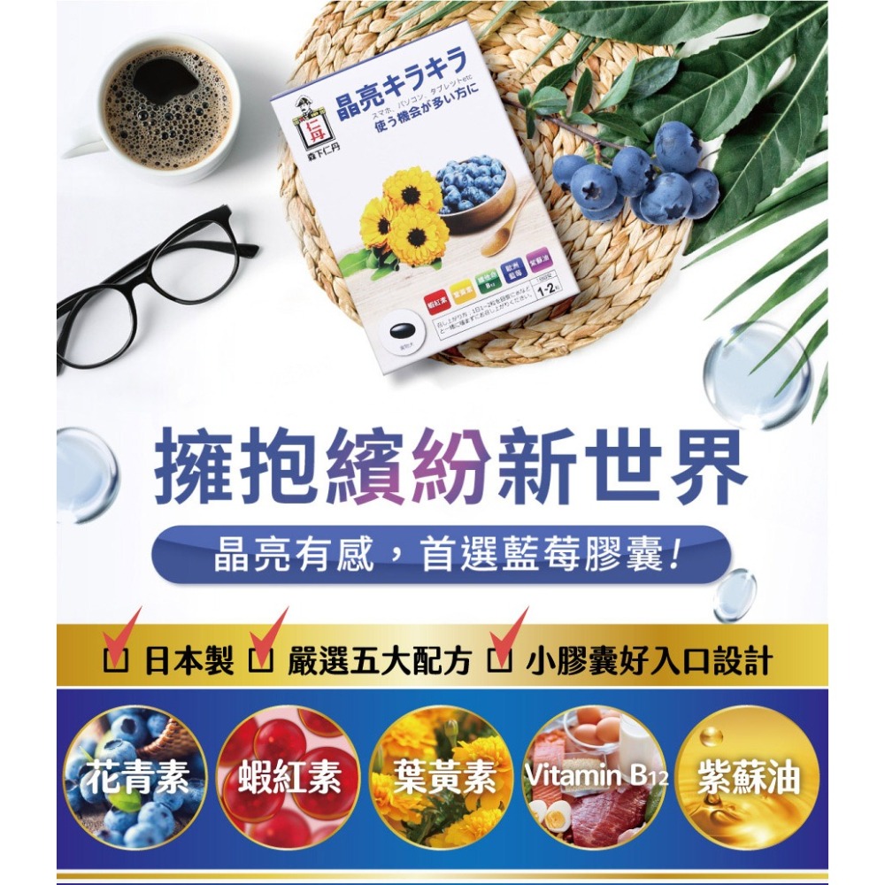 (即期品)森下仁丹｜藍莓膠囊 葉黃素 (30粒/盒)-效期至2025.02-細節圖2