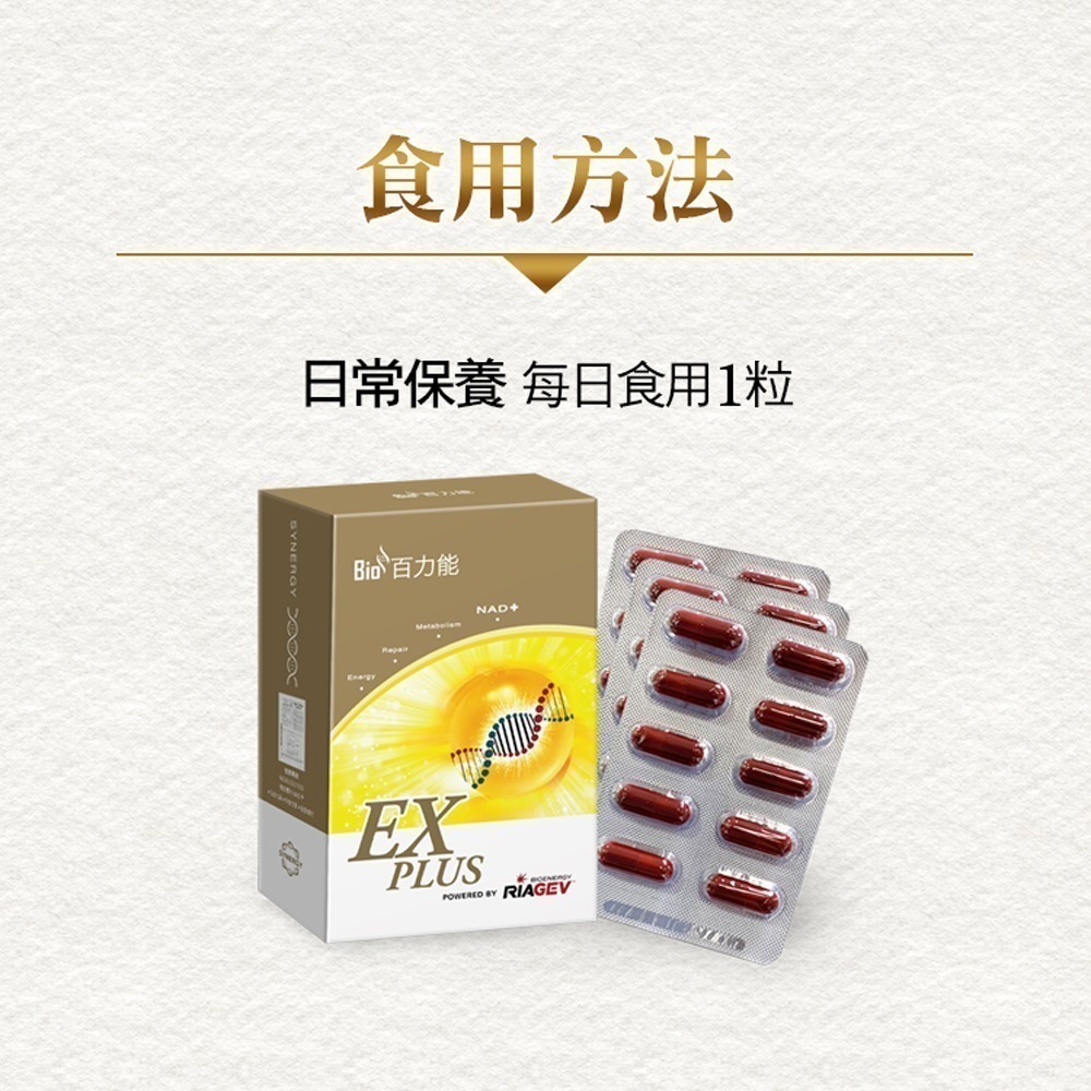 美國百力能專利核糖膠囊食品EX PLUS(30粒/盒)(松樹皮/紅景天/菸鹼醯胺) 多件優惠 365本舖-細節圖6