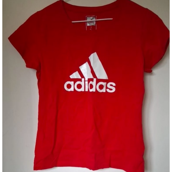 Adidas 紅色短袖t恤上衣 母親節媽媽送禮禮物派對特價 二手-細節圖2