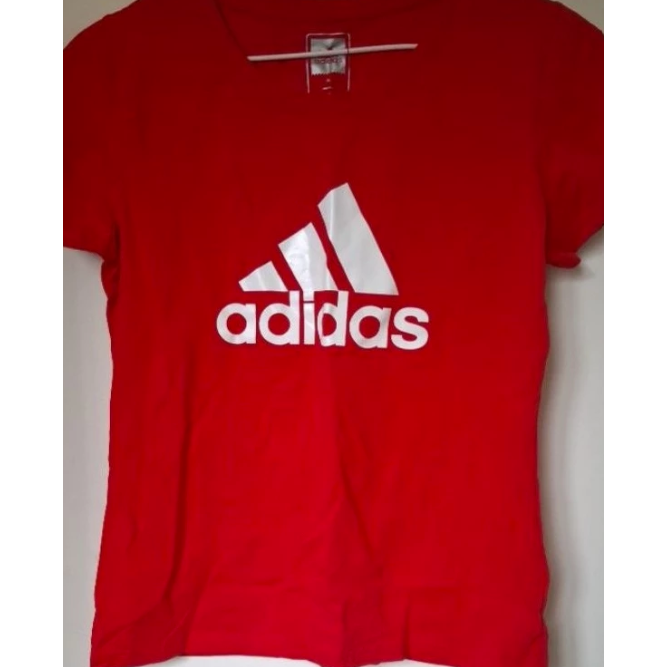 Adidas 紅色短袖t恤上衣 年中狂歡慶送禮禮物派對特價 二手-細節圖2