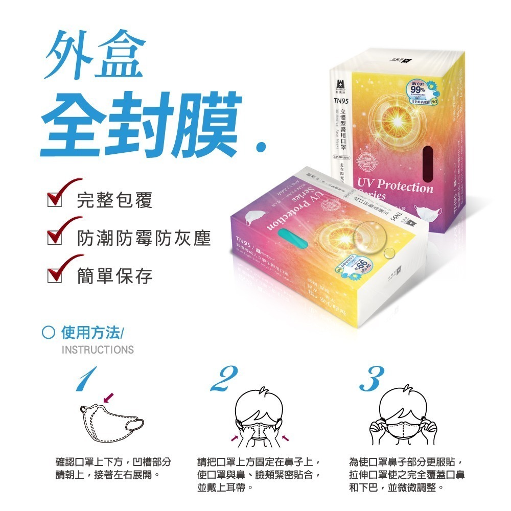 藍鷹牌 N95立體型成人醫用口罩 五層防護 50片x1盒-細節圖7