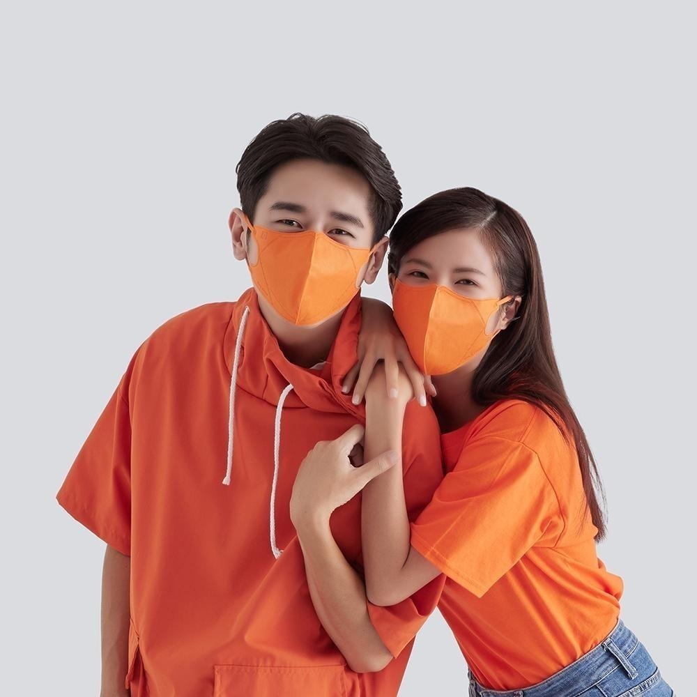 藍鷹牌 N95醫用立體型成人口罩 三色綜合驚艷款 歐戀橘-花青綠-黛紫色 30片x1盒-細節圖3